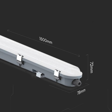 48W LED WP lamp fitting 150CM-EM KIT-milky cover+SS clips 6500K