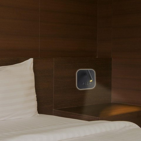 8W LED bedside light aluminum+PC with CREE CHIP 3000K black body IP20 USB/type C charging