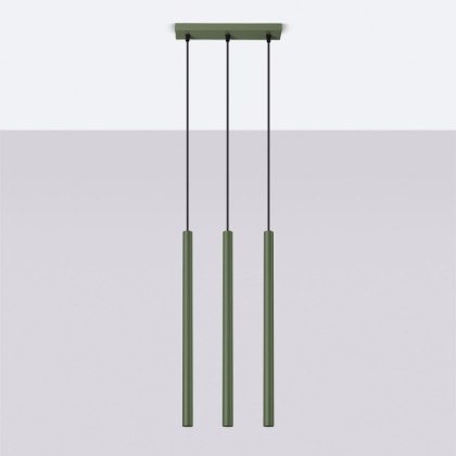 Sollux Lighting Lampa wisząca PASTELO 3 zielona oliwka