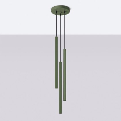 Sollux Lighting Lampa wisząca PASTELO 3P zielona oliwka