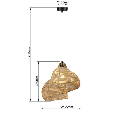 Rattanowa lampa wisząca Shella 40 cm jasne drewno 1xE27 Light Prestige