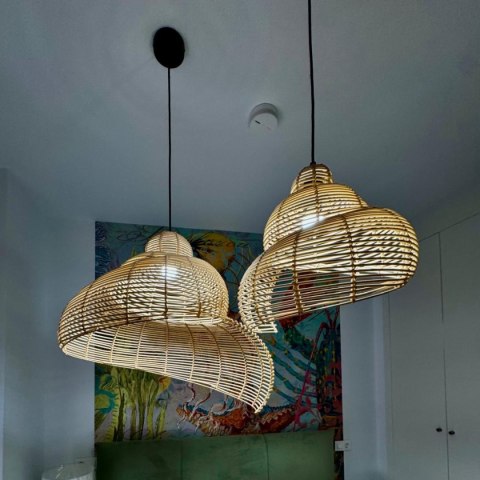 Rattanowa lampa wisząca Shella 60 cm jasne drewno 1xE27 Light Prestige