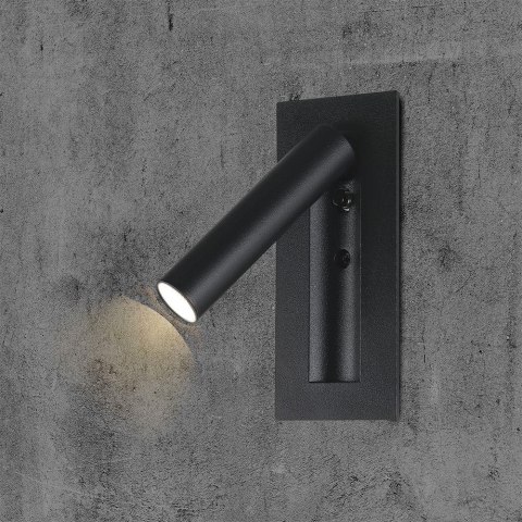 Oprawa LED V-TAC 2W COB CREE kinkiet czarny hotel łóżko włącznik VT-88061-B 3000K 76lm 2 lata Gwarancji