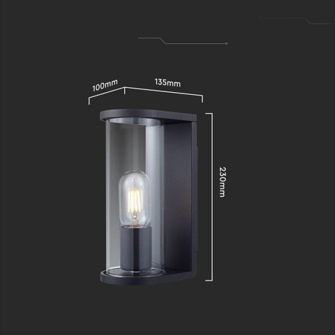 Oprawa ścienna elewacyjna loft V-TAC 1xE27 IP44 czarny MAT VT-81040