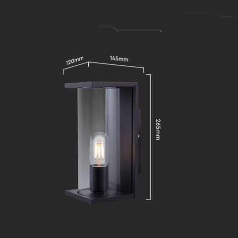 Oprawa ścienna elewacyjna loft V-TAC 1xE27 IP44 czarny MAT VT-81050