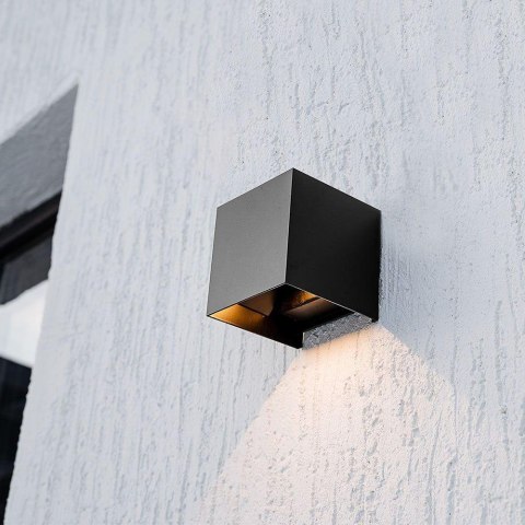 Oprawa ścienna solarna V-TAC 9W LED COB antracyt kostka 15x15cm IP65 czujnik ruchu VT-409CCT 3000K-4000K-5000K 800lm