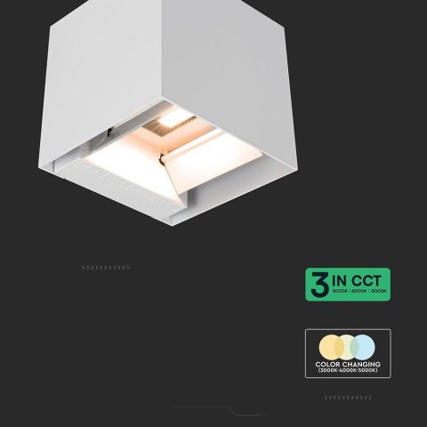 Oprawa ścienna solarna V-TAC 9W LED COB biała kostka 15x15cm IP65 czujnik ruchu VT-409CCT 3000K-4000K-5000K 800lm
