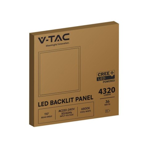 Panel LED V-TAC 36W 600x600 LED CREE CHIP backlight 33mm 120Lm/W VT-61036 6500K 4320lm 6 lat Gwarancji
