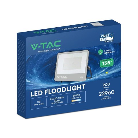 Projektor LED V-TAC 200W 135Lm/W CREE CHIP IP65 VT-44201 6500K 27000lm 6 lat Gwarancji
