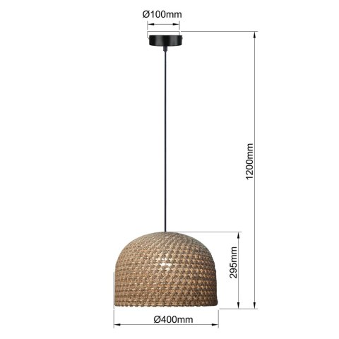 Rattanowa lampa wisząca Kanso 40 cm jasne drewno 1xE27 Light Prestige