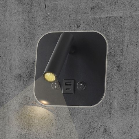 8W LED bedside light aluminum+PC with CREE CHIP 3000K black body IP20 USB/type C charging