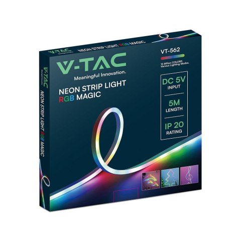 Neon flex V-TAC 5mb Strownik USB Magic RGB DC 5V VT-562 RGB 3 lata gwarancji