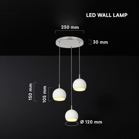 Oprawa zwieszana V-TAC 3X10W LED biała VT-89023 3000K 3600lm