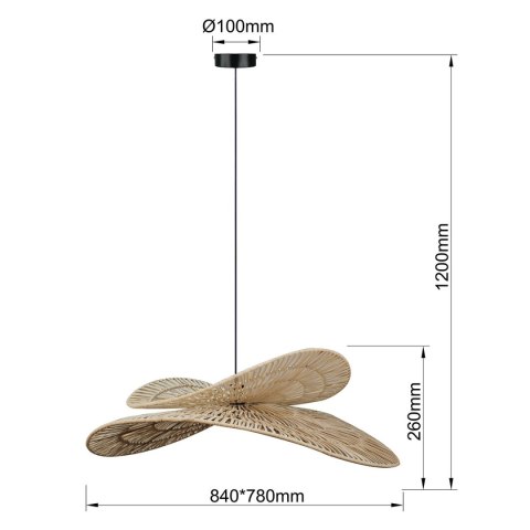 Rattanowa lampa wisząca Raya naturalna 1xE27 Light Prestige