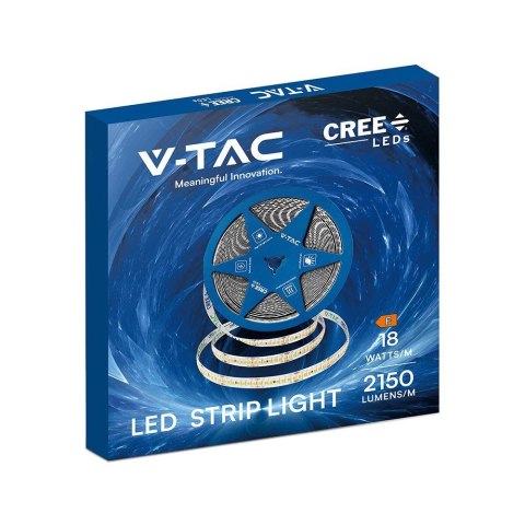 Taśma LED V-TAC CREE LED SMD2835 1190LED 24V IP20 podwójne PCB 10mm 5mb 18W/m 238LED/m VT-2835 238-IP20 6500K 2430lm 6 lat gwara