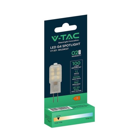 Żarówka LED V-TAC 1,1W G4 12V VT-201 3000K 100lm