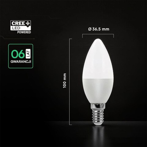 Żarówka LED V-TAC CREE CHIP 6,5W E14 świeczka VT-268 3000K 600lm 6 lat gwarancji