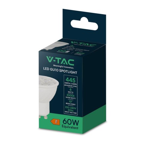 Żarówka LED V-TAC GU10 6W 10st (wąski kąt światła) VT-249 4000K 445lm 3 lata gwarancji
