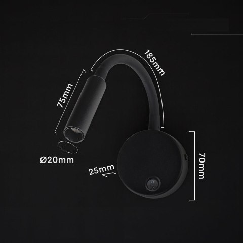 3W LED BEDSIDE LIGHT WITH CREE CHIP CCT: 3000K 6YRS WARRANTY VT-88063 3000K 120lm 3 lata gwarancji