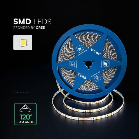 Taśma LED V-TAC CREE CHIP SMD2835 1200LED 24V IP20 2xPCB szerokość 5mm VT-2835 6500K 760lm 6 lat gwarancji