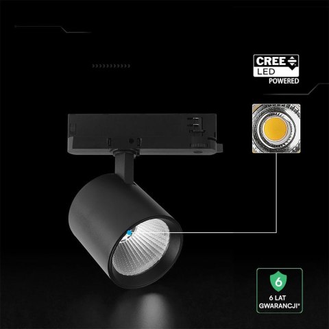 Oprawa szynosystem 3F V-TAC 30W LED CREE CHIP 36st czarna VT-11130 4000K 2845lm 6 lat gwarancji