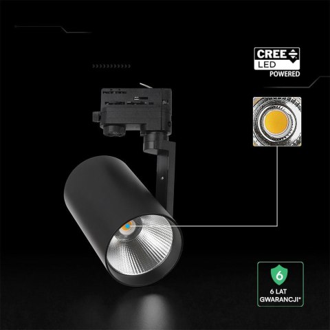 Oprawa szynosystem 3F V-TAC 35W LED CREE CHIP 20st czarna VT-11135 6500K 3218lm 6 lat gwarancji