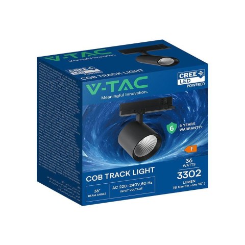 Oprawa szynosystem 3F V-TAC 36W LED CREE CHIP 36st czarna VT-11136 4000K 3302lm 6 lat gwarancji