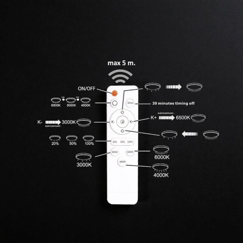 Oprawa sufitowa V-TAC 50W LED 495x480mm ściemnialna czarna pilot CCT VT-84025RD 3000K-4000K-6500K 4000lm