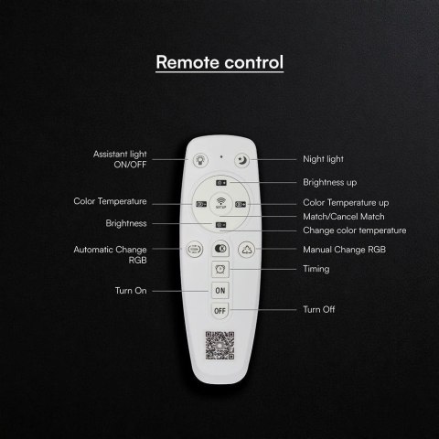 Oprawa sufitowa plafon 48W LED 50cm 3w1 ściemnialna biały/drewno BT pilot CCT VT-84020 3000K-4000K-6000K 5760lm