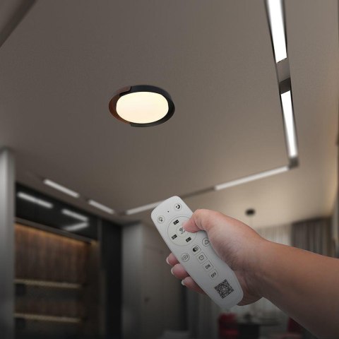 Oprawa sufitowa plafon 48W LED 50cm 3w1 ściemnialna czarny/drewno BT pilot CCT VT-84020 3000K-4000K-6000K 5760lm