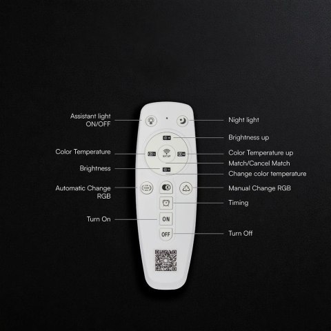 Oprawa sufitowa plafon 63W LED 55cm 3w1 ściemnialna biała BT pilot CCT VT-84036 3000K-4000K-6000K 7200lm