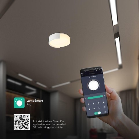 Oprawa sufitowa plafon 63W LED 55cm 3w1 ściemnialna biała BT pilot CCT VT-84036 3000K-4000K-6000K 7200lm