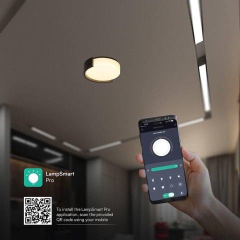 Oprawa sufitowa plafon 63W LED 55cm 3w1 ściemnialna czarna BT pilot CCT VT-84036 3000K-4000K-6000K 7200lm