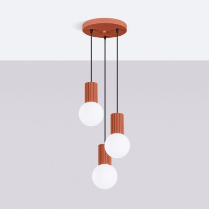 Sollux Lighting Lampa wisząca HALO 3P ochra czerwona