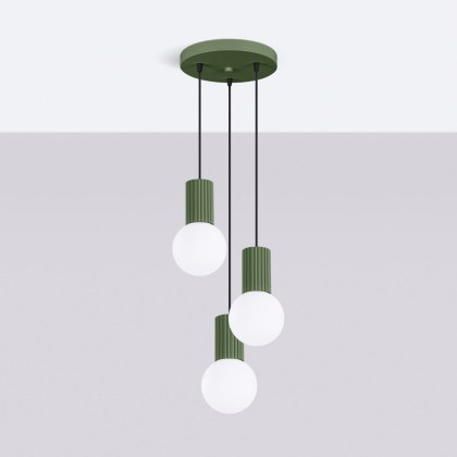 Sollux Lighting Lampa wisząca HALO 3P zielona oliwka