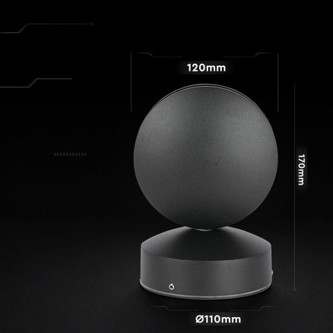 Oprawa 360st V-TAC 7W LED iluminacja elewacji/wnęk okiennych czarna IP65 VT-707 4000K 645lm