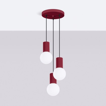 Sollux Lighting Lampa wisząca HALO 3P burgund