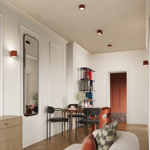 Plafon TUBA RYFLOWANA KARBOWANA  AURA 1 ochra czerwona Gx53 Sollux