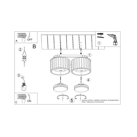 Plafon AURA 2 brzoskwiniowy Gx53