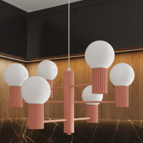 Żyrandol HALO 6 brzoskwiniowy