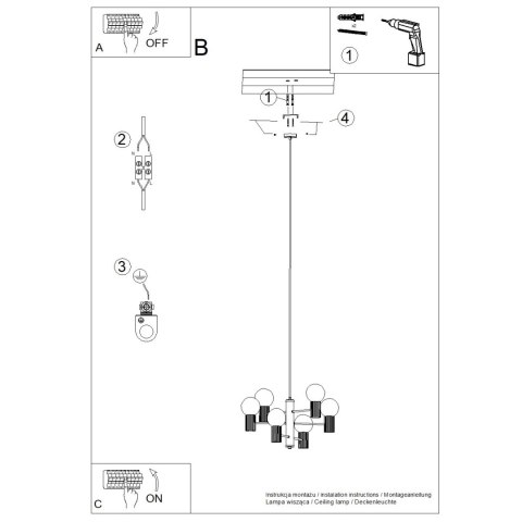 Żyrandol HALO 6 zielony oliwkowy
