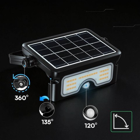 7W LEFaro LED con Pannello Solare 7W Sensore PIR CCT nero IP65D SOLAR FLOODLIGHT LITHIUM BATTERY 30000mAh 3.7V CCT: 3IN1 BLACK B