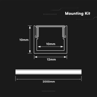 Profil do LED zestaw, ALU anodowany V-TAC 2mb klosz mleczny 12x10mm VT-81131 5 lat gwarancji