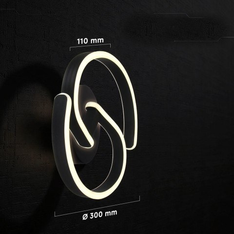 22W LED DECORATIVE WALL LIGHT 300x110MM 4000K SANDY BLACK