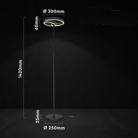 25W LED DECORATIVE FLOOR LIGHT 300x1420MM 4000K MATT BLACK