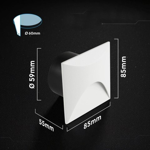 3W LED STEP LIGHT 3000K ALUMINIUM BODY WHITE SQ IP65