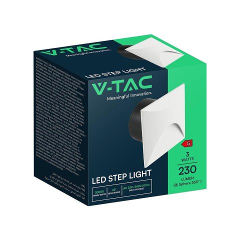 3W LED STEP LIGHT 3000K ALUMINIUM BODY WHITE SQ IP65