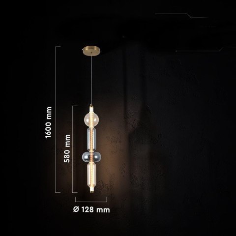 9W LED Decorative Light Hanging D100*H1500 3000K Brass+Transparant