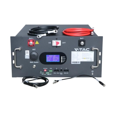 Batteria Accumulo Rack LV 9.6kWh LFP 48V 200Ah 100A BMS Nera CEI 0-21