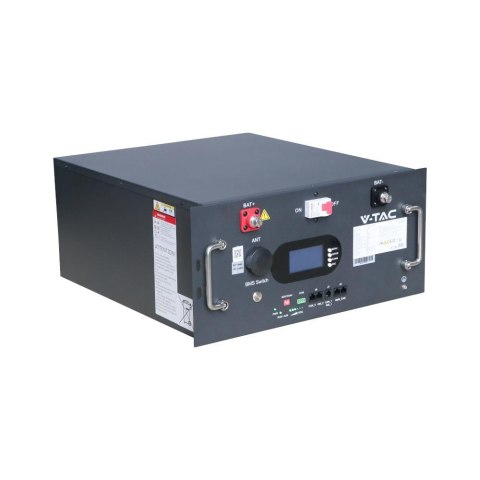 Batteria Accumulo Rack LV 9.6kWh LFP 48V 200Ah 100A BMS Nera CEI 0-21